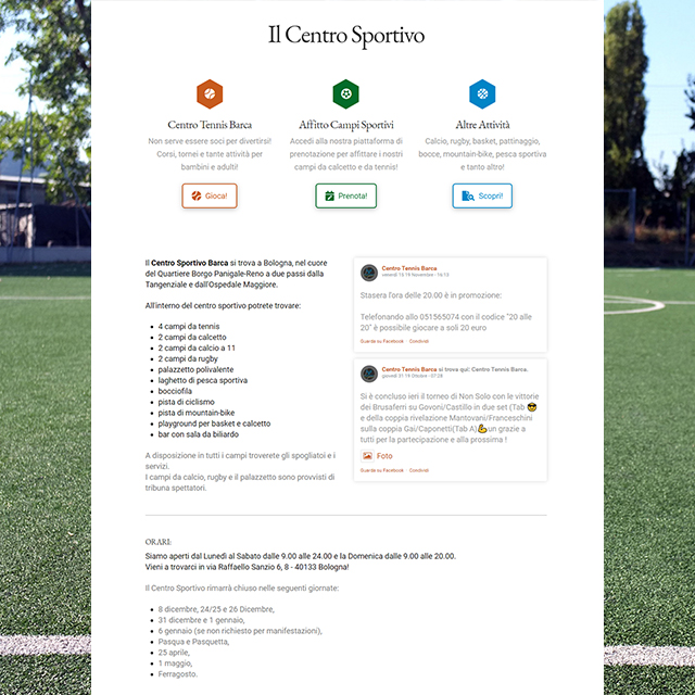 Sito Web Centro Sportivo Barca